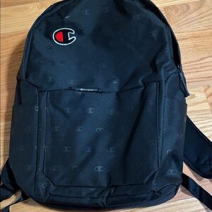 Champion Black and Red Logo Backpack